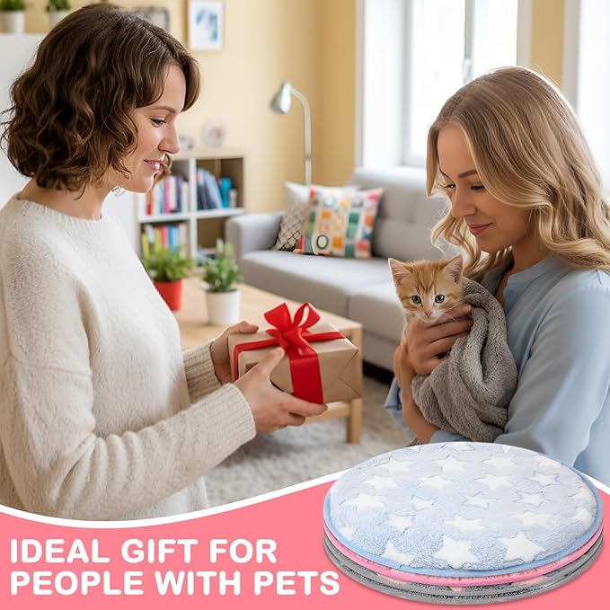 Clysee 4 Pack Self Heating Cat Bed Cat Self Warming Pad with Removable Cover Extra Warm Thermal Pet Pad Washable Pet Crate Mat Anti Slip Kennel for Indoor Outdoor Pets (Star,16 x 16 Inches)