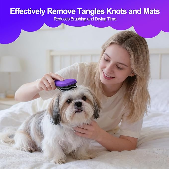 Small Dog Brush- Grooming Tool for Teddy, Yorkies, Maltese, Shih Tzu, Chihuahua - Puppy Hair Brush (Dark Purple)