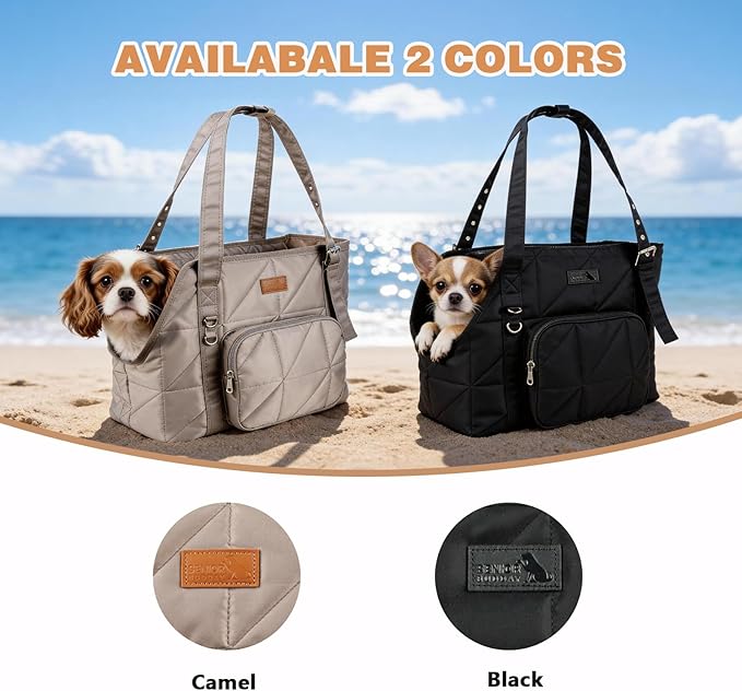 Dog Purse Carriers for Small Dogs and Cats Up to 10 lbs,Puppy Carrier with Pockets,Adjustable Shoulder Strap,Hard Bottom Support,Fuffy Tote Bag for Travel