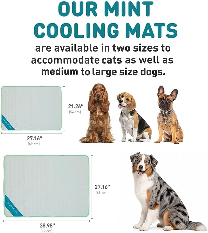INSPECTOR TAIL Dog Cooling Mat - No Freeze Needed, Self-Cooling Pad for Large Dogs, Washable Portable for Crate Kennel Car Sofa Bed Floor, Indoor Outdoor Summer Use, 38"x27" with Carry Bag
