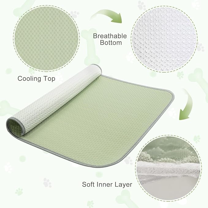 Buvlnee Summer Dog Cooling Mat Washable Ice Silk Self Cool Pad for Small Medium Large Dogs and Cats, Pet Sleeping Pad for Crate, Bed, Indoor & Outdoor Floor, Car Seats