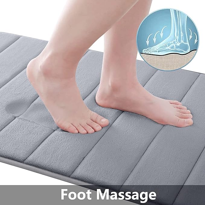 Buganda Memory Foam Bath Mat, 70" x 46", Ultra Soft and Non-Slip Bathroom Rugs, Water Absorbent and Machine Washable Bath Rug Runner for Bathroom, Shower, and Tub, Medium Grey