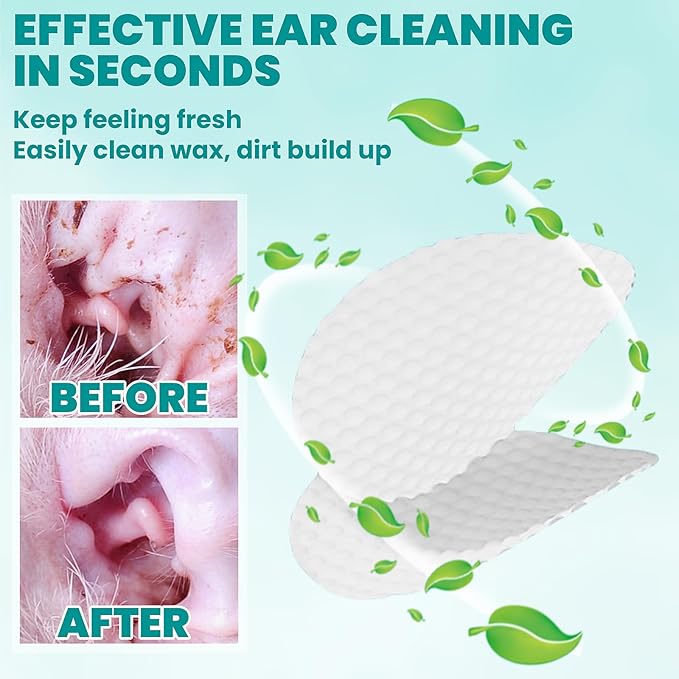 Ear Cleaner Wipes 120 Counts, Dog Ear Cleaner, Grooming Kit Care for Dogs and Cats, Soft & Easy Otic Cleaning Pads, Remove Wax, Dirt & Stop Smelly, Itchy, Non-Irritating, Coconut Scent