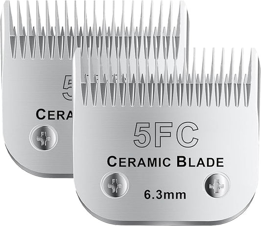 colorski 5FC# Detachable Pet Dog Grooming Clipper Ceramic Blade,Compatible with Andis Size 5FC Cut Length 1/4”(6.3mm),Compatible with andis/wahl/Oster Dog Clippers 2PCS