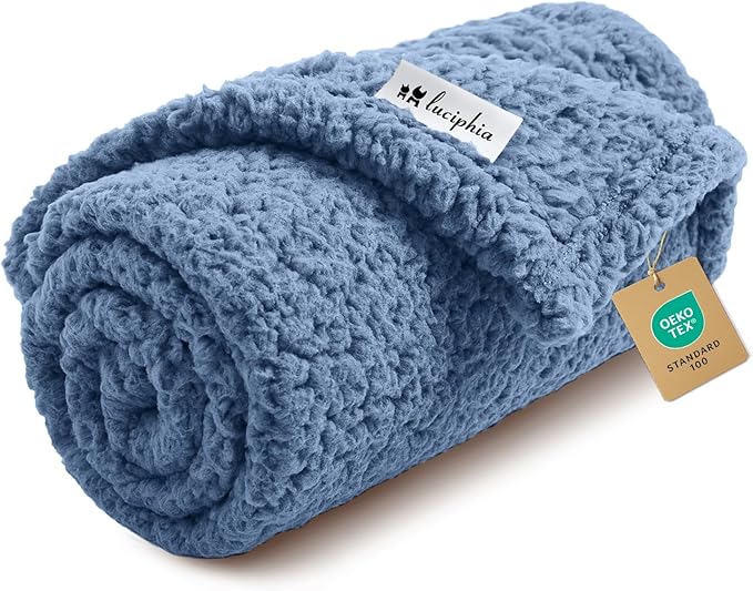 Luciphia Premium Fleece Dog Puppy Blanket Soft Pet Sherpa Calming Cat Blankets Throw for Small Medium Dog Cat(Haze Blue,30x20 inches)