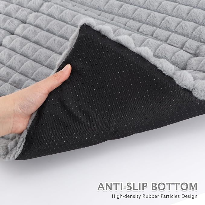 BVAGSS Dog Bed Washable Crate Mattress,Anti-Slip Memory Foam Soft Warm Pet Cushion for Small Medium Dogs, Calming Fluffy Sleeping Kennel Pad XH082 (39''x28'',Grey)
