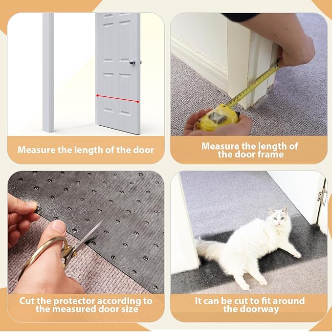 Carpet Protector for Pets Cat Carpet Protector for Doorway, Anti Scratch Under Door Cat Scratch Protector Mat, Easy to Cut Plastic Stopper (Grey, 3.6FT-2pack)
