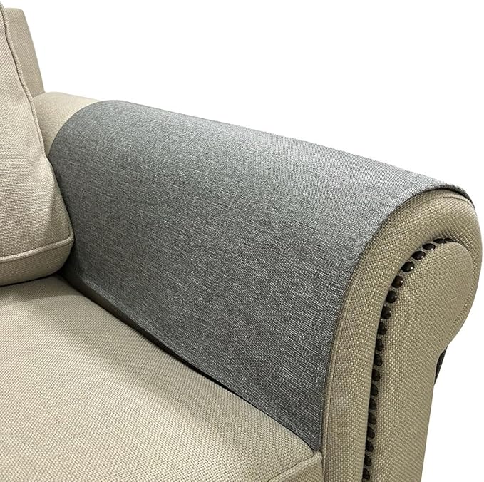 NOYOURS Couch Arm Covers, Anti-Slip Sofa Armrest Cover for Recliner, 2pc Washable Sofa Arm Covers, Dogs Cats Pet Scratch Proof Couch Arm Protectors, Grey, 20x24inch