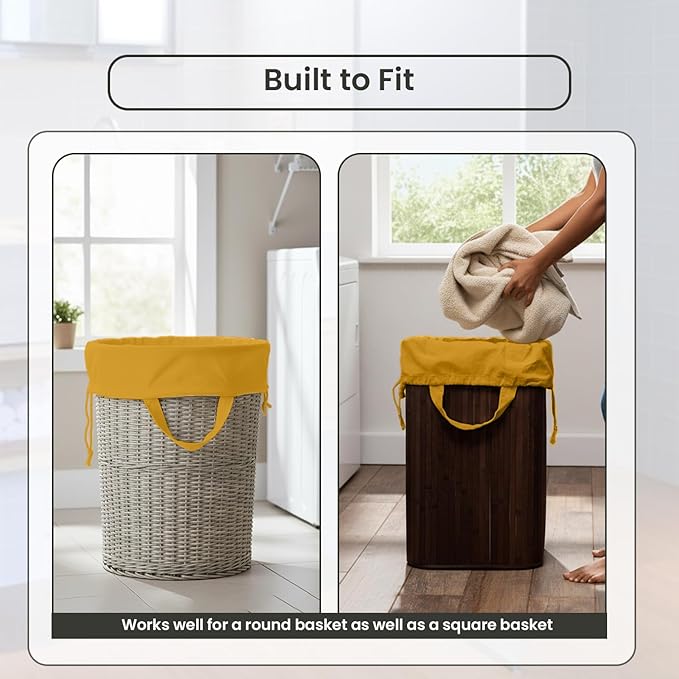 LFH Home Large Premium Cotton Canvas Laundry Bag with Drawstring and Handles Heavy Duty, Multi-Use, and Washable for Home, Travel, College or Storage 20x30 (Pack of 6)-Yellow