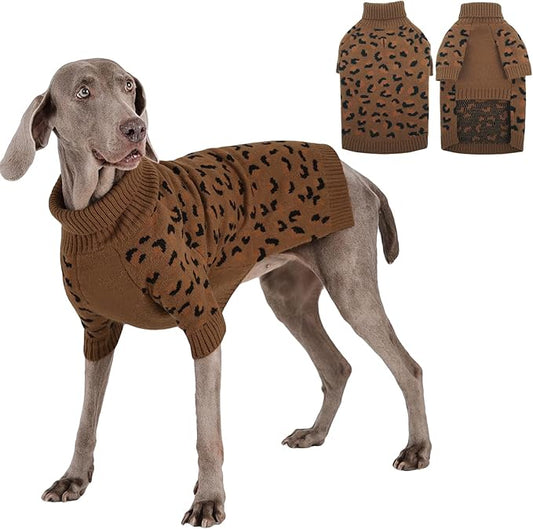 ROZKITCH Turtleneck Dog Sweater for Large Breeds, Warm Knitted Winter Clothes for Dogs, Cozy Pullover for Bulldogs Poodles Huskies Khaki 3XL