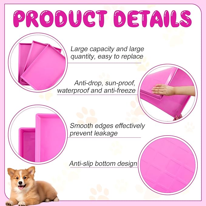 Maxdot 3 Pcs Pink Dog Crate Tray Replacement Pan for 24 Inch Crate Home, Pink Dog Ideal for Potty Training Tray Chew Proof Pet Kennel Plastic Waterproof, Easy to Clean, Ideal for Pet Potty Training