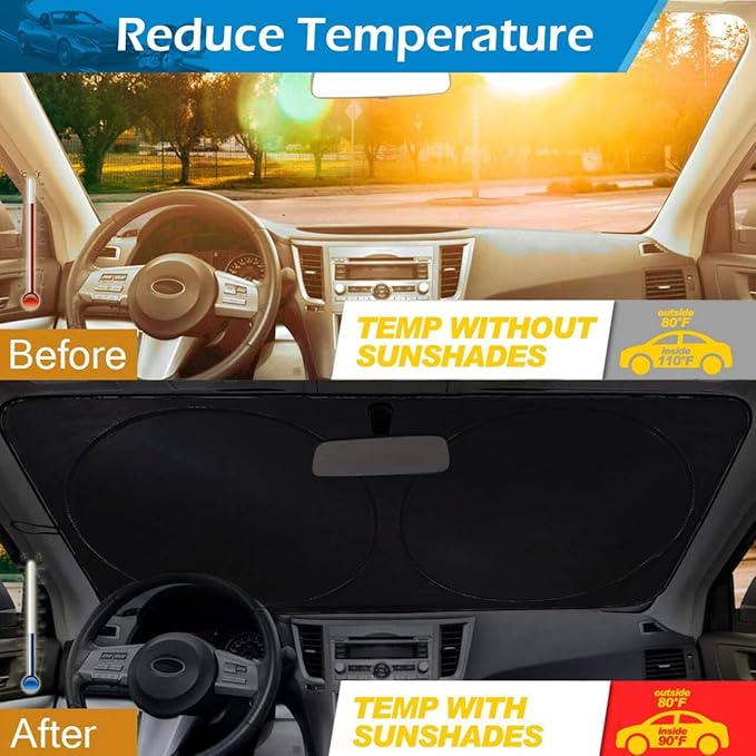 Custom Car Windshield Sun Shade, Personalized Foldable Front Window Sun Visor Protector Shield with Your Customized Photo Text Logo Design, Fits Most Sedans, SUVs, Vans, MPV, Trucks (Medium)