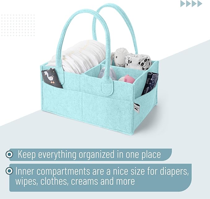 Mr. Pen- Baby Diaper Caddy Organizer, Light Blue, Nursery Storage Bin and Car Organizer for Diapers and Baby Wipes
