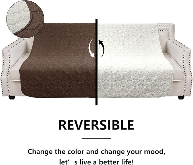 Waterproof Dog Blanket, 52x82 inches Pet Couch Covers for Sofa, Bed Furniture Protector from Dogs Washable and Reversible-Chocolate+Cream