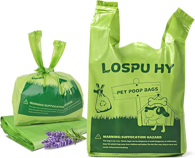 Poop Bags for Dogs, 100 Count Dog Poop Bags with Handles, Extra Thick Strong Leak Proof Doggie Waste Bag for Waste Refuse Cleanup, Outdoor Puppy Walking and Cats Litter