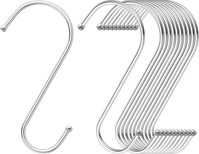 RELBRO Large S Hooks, 6 Inch Metal Hanging Plants Hooks, Reversible, Heavy Duty, Silver, 12 Pcs
