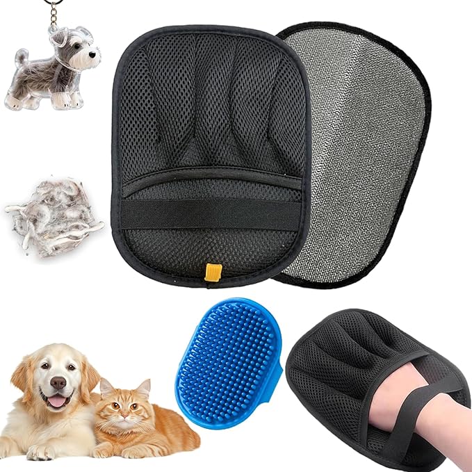 Pet Hair Removal Glove,Pet Hair Remover for Cat & Dog,New Upgraded Electrostatic Gloves Pet Hair,Reusable Electro Static Pet Hair Remover Electrostatic Gloves & Dog Hair Collector Keychain
