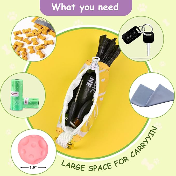 Lemon Shape Dog Poop Bag Holder for Leash - Cute Poo Bag Dispenser and Carrier, Stylish Dog Waste Bag Holder