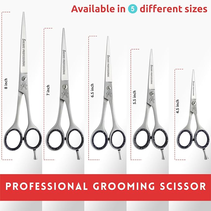 Dog Grooming Scissors, Curved Scissor for Dog Grooming and Cats, Pet shears for Trimming Face & Paws, 7 In Curved Blade