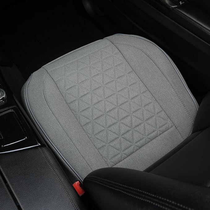 West Llama Linen Front Car Seat Cover Protector Anti-Slip Bottom Seat Cover Fits 95% of Vehicles,Wrapping Around The Bottom,Triangular Pattern(Gray-1Pcs)