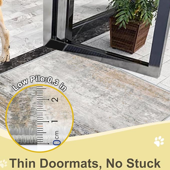 COMSLE Door Mat Soft Absorbent Indoor Front Entryway Rug Machine Washable Entrance Mats for Muddy Paws for Muddy Paws Non Slip Throw Rugs 24" x 48" Doormat for Inside Foyer Bedroom - Yellow