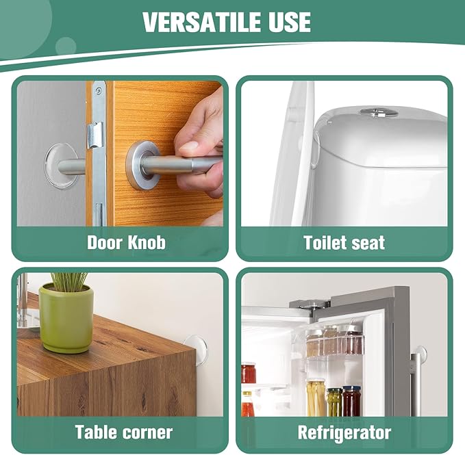 Strongest Door Knob Wall Shield, 2“ Clear Self Adhesive Round Soft Rubber Door Stopper Wall Protector, 6 PCS Reusable Solution for Stopping Wall Damage & Noise from Doors, Refrigerators