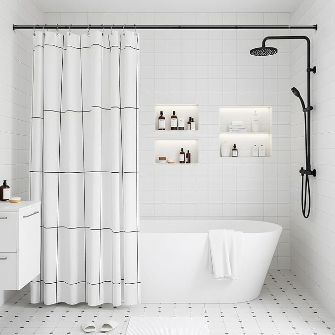 1pack Shower Curtain Rod 30-76 inch Black Tension Rod Shower rod Non Slip Adjustable Curtain Rods No Drilling Tension Curtain Rod Shower Rods for Bathroom Windows Closet