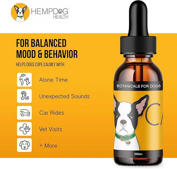 Calm - Pet Hemp Oil for Dogs - Pet Stress Relief & Relaxation - Fireworks, Thunder, Travel, & Separation Support - Natural Dog Calming Drops