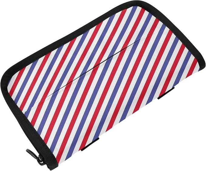 Car Tissue Holder Car Napkin Holder Car Tissue Box Dispenser Storage Case Sun Visor Mask Holder with Adjustable Straps Reusable Refillable Red and Blue Stripes