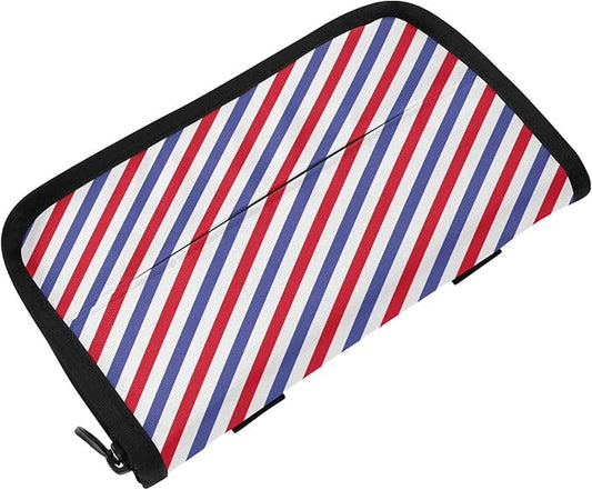 Car Tissue Holder Car Napkin Holder Car Tissue Box Dispenser Storage Case Sun Visor Mask Holder with Adjustable Straps Reusable Refillable Red and Blue Stripes