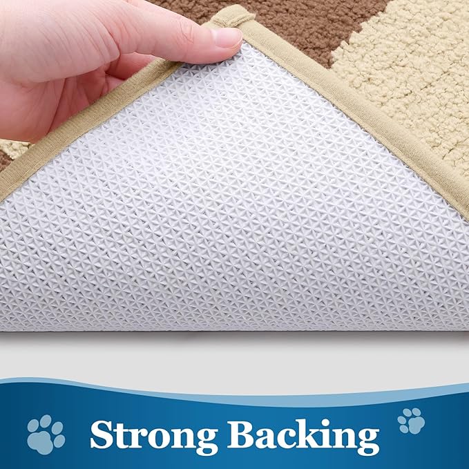 Buganda Dog Door Mat for Muddy Paws, Absorbent Dirt Trapper Washable Indoor Doormats, Non Slip Low-Profile Mud Mat for Dogs, Front Entrance Doormat for Inside Floor (48x30 Inches, Light Beige)