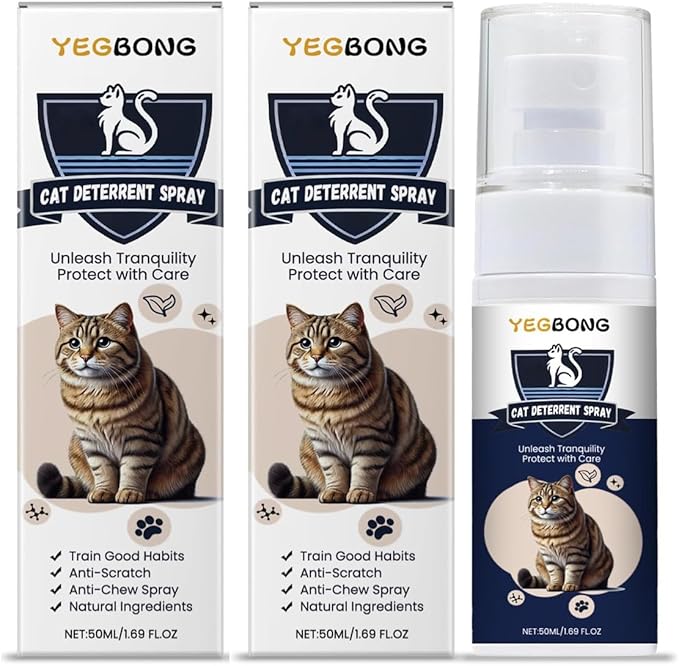 Natural Cat Training Spray - A Non-Toxic, Blue-Colored Deterrent Formula That Safely Protects Both Indoor and Outdoor Furniture from Scratching，2Pcs