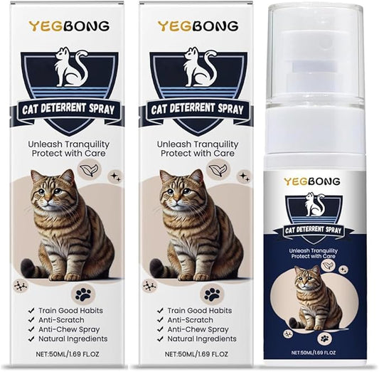 Natural Cat Training Spray - A Non-Toxic, Blue-Colored Deterrent Formula That Safely Protects Both Indoor and Outdoor Furniture from Scratching，2Pcs