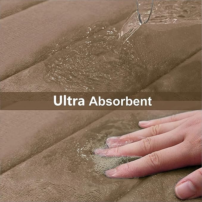 Buganda Memory Foam Bath Mat, 60" x 24", Ultra Soft and Non-Slip Bathroom Rugs, Water Absorbent and Machine Washable Bath Rug Runner for Bathroom, Shower, and Tub, Mocha