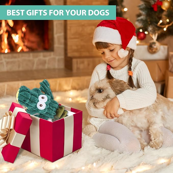 Squeaky Plush Stuffed Pet Toys With Crinkle Paper - Interactive Tug of War for Small, Medium, Large Dogs - Cute Puppy Toy to Keep Them Busy