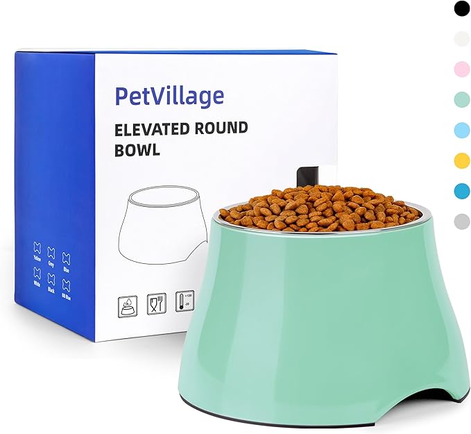Dog Bowls,Cone Friendly Non Slip Single Dog Bowl with Stainless Steel Inner, Raised Bowls for Smll Dogs Spaniel Dogs Long Ear, High Capacity, M/2 Cup Mint Green