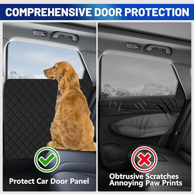 Dog Car Door Protector, 2 Pack Heavy Duty 5-Layer Car Door Protectors from Dog Scratching,Waterproof Door Protectors for Vehicles,Universal Fit for Cars, Trucks, SUVs, Storm Black