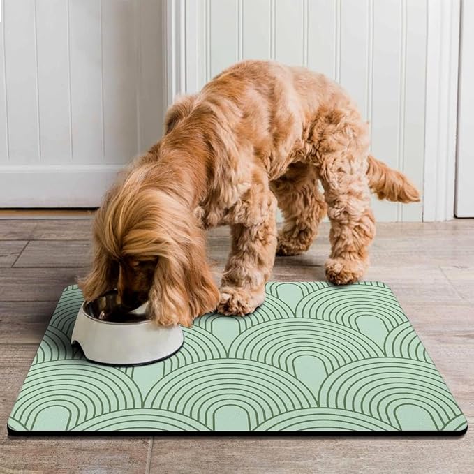 Dog Food Mats for Floors Absorbent, Pet Cat Food Mat - Quick Dry Dog Bowl Mats for Food and Water, Eco-Friendly Boho Pet Supplies