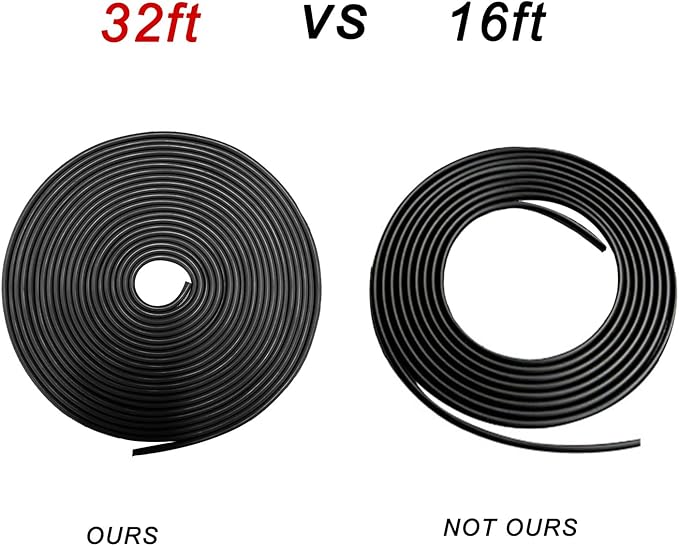 32Ft(10M) Door Edge Guards Car Door Edge Guards U Shape Car Door Protector Rubber Seal Door Guard Internal Double Sided Tape (No Glue Required), Black