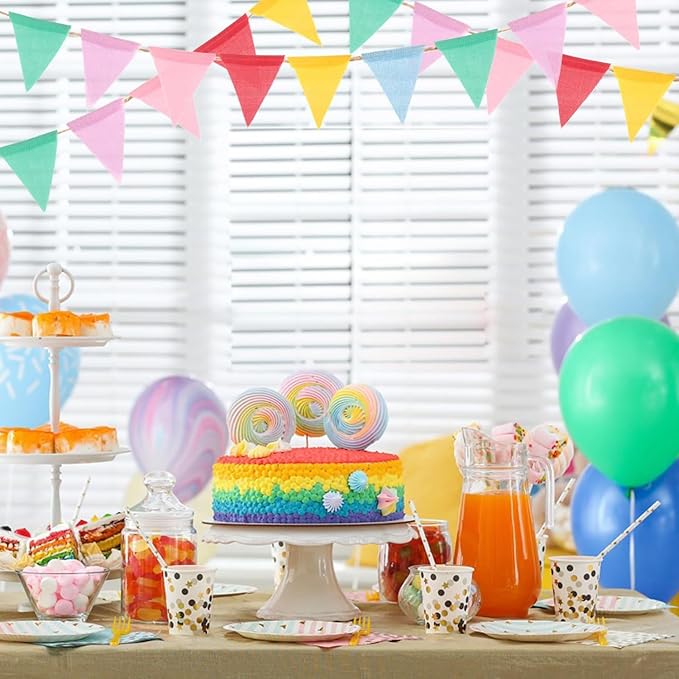 48Pcs Pennant Banner Flags, 52Ft Colorful Triangle Banners, Multicolor Bunting String Triangle Garland Flags for Birthdays Easter Classroom School Carnival Indoor Outdoor Party Decorations