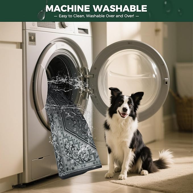 FXW Washable Pee Pads for Dogs, Puppy Pads with Super Absorbent, Specifically Designed for 24inch Cages, 17" x 23" Rectangle, Boho Grey, 2 Packs
