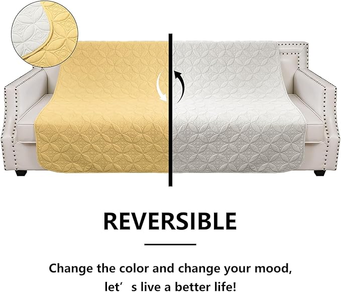 Waterproof Dog Blanket, 82x102 inches Pet Couch Covers for Sofa, Bed Furniture Protector from Dogs Washable and Reversible-Sand+Cream