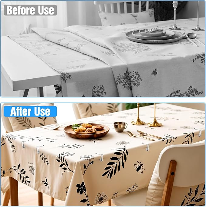 48pcs Tablecloth Clips Table Cloth Clips Picnic Clear Plastic Clip-Clamp Holder Table Tablecloth Clip Bulk for Outdoor,Wedding Picnic Tables Camping tablecloths Party Essentials