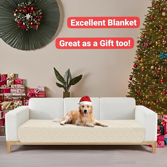 2026 Waterproof Sofa Dog Blanket (30"x70") Comfy Couch Sofa Mat for Pets with Anti-Slip Back, Universal Incontinence Lightweight Liner Pad for Furniture Car Picnic etc Durable Washable, Beige