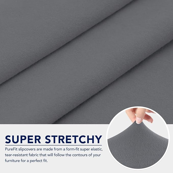 PureFit 100% Dual Waterproof Couch Cover Slipcovers for Couches and Sofas - Stretch Non Slip Fleece Sofa Covers Washable, Leakproof Furniture Protector for Kids, Pets, Dog (Sofa, Gray)