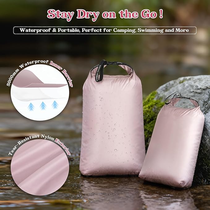 Travel Laundry Bags, 2 Pcs Waterproof Dry Wet Bags, Dirty Clothes Organizer with Handles, Collapsible Storage Bag for Workout Swimsuit Diaper Yoga Beach Bathing Camping