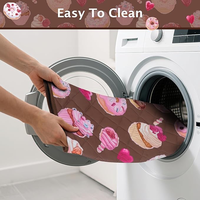 IEUUMLER Washable Pee Pads for Dogs, 1 Pack Cake Pattern Reusable Waterproof Puppy Potty Pads, Non-Slip Absorbent Pet Training Pads for Playpen Crate Bed EU015 Coffee Cake, 63x63
