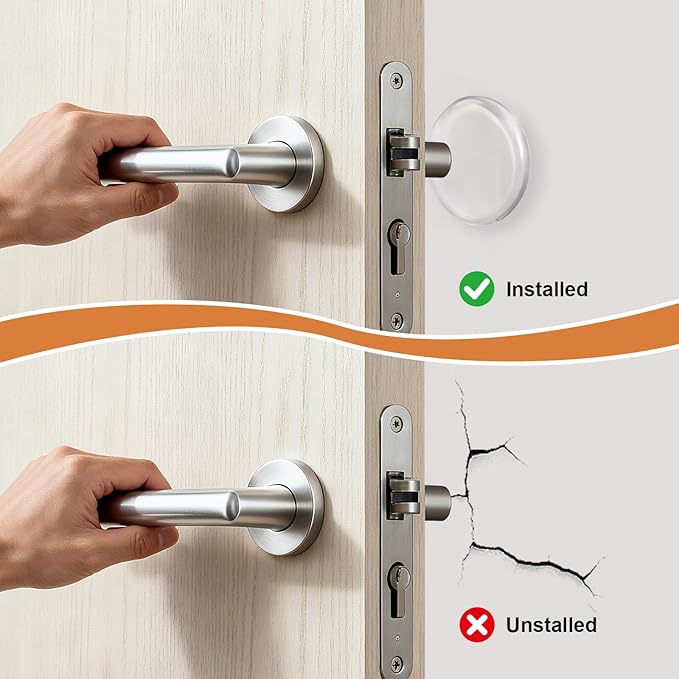 Probrico Clear Silicone Door Stoppers, 2" Round Self-Adhesive Wall Protector 4 Packs, Transparent Bumper for Wall/Cabinet Door Protecting, Soft Silicone Crash Pads-Quiet Door Opening
