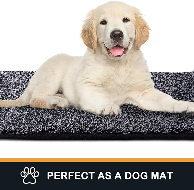 PURRUGS Dirt Trapping Door Mat 31.5" x 47", Non-Slip Machine Washable Entryway Rug, Dog Doormat, Indoor Front Door Mat, Super Absorbent Entry Rug for Muddy Shoes & Paws, Bluish Grey-Black