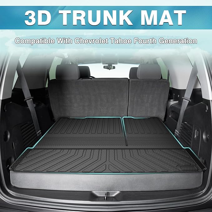 Mixsuper Cargo Liner for Tahoe/GMC Yukon 2015-2020 (Non XL), Trunk Mat for Tahoe Accessories All Weather Cargo Mat Rear Trunk Liner Black 3PCS